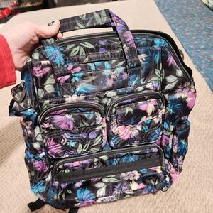 Floral Black Multi-Color Women's Tote Backpack